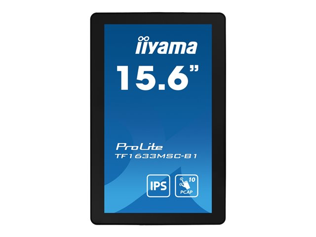 iiyama ProLite TF1633MSC-B1 - LED monitor - 15.6\" - open frame - touchscreen - 1920 x 1080 Full HD (1080p) @ 60 Hz - IPS - 450 cd/m² - 1000:1 - 5 ms - HDMI, DisplayPort - speakers - black, matte finish