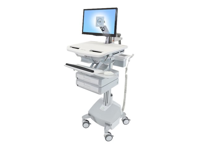 Ergotron StyleView - Cart - open architecture - for LCD display / PC equipment - medical - aluminium, zinc-plated steel, high-grade plastic - grey, white, polished aluminium - screen size: up to 24\" - output: AC 230 V - 40 Ah - lithium - TAA Compliant