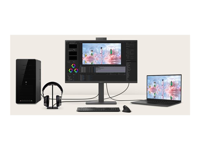 LG 24BA850-B - BA850 Series - LED monitor - 24\" (23.8\" viewable) - 1920 x 1080 Full HD (1080p) @ 100 Hz - IPS - 250 cd/m² - 1300:1 - 5 ms - HDMI, DisplayPort, USB-C - speakers - business