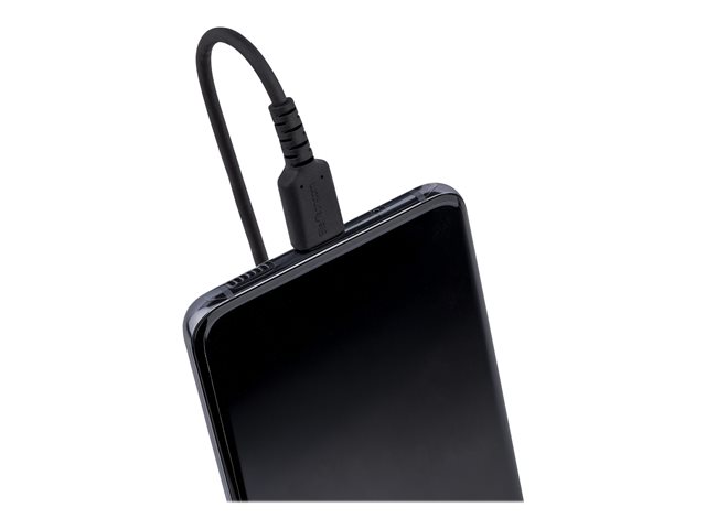 StarTech.com 3ft (1m) USB A to C Charging Cable, Coiled Heavy Duty Fast Charge & Sync USB-C Cable, High Quality USB 2.0 A to Type-C, Rugged Aramid Fiber, TPE, 3A, S20, iPad, Pixel - Durable Male to Male USB, Black - USB cable - USB (M) to 24 pin USB-C (M) - USB 2.0 - 3 A - 1 m - coiled - black