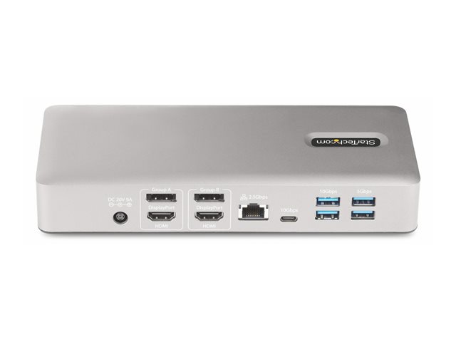StarTech.com Thunderbolt 4 Multi-Display Docking Station, Quad/Triple/Dual Monitor Dock, 2x HDMI/2x DisplayPort, 7x USB Hub, 2.5 Gigabit Ethernet, 98W Power Delivery, for Windows/MacBook - TB4 Host Cable (132UE-TB4USB4DOCK) - Docking station - Thunderbolt 4 - 2 x DP, 2 x HDMI - 1GbE - 180 Watt