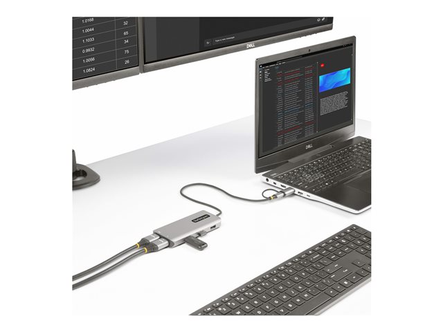 StarTech.com USB-C Multiport Adapter w/Attached USB-C to USB-A Dongle, Dual HDMI (4K30Hz/1080p60Hz), 3x USB-A, Mini Laptop Docking Station, Travel Dock, 1.3ft/40cm Cable - Dual Display M1/M2 MacBook/Windows/Chrome (167B-USBC-MULTIPORT) - Docking stat