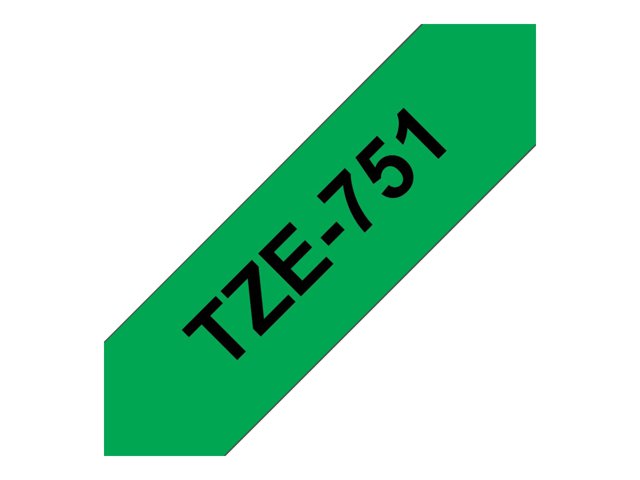 Brother TZe-751 - Black on green - Roll (2.4 cm x 8 m) 1 cassette(s) laminated tape - for Brother PT-D600, P-Touch PT-3600, D800, E550, P750, P900, P950, P-Touch Cube Plus PT-P710