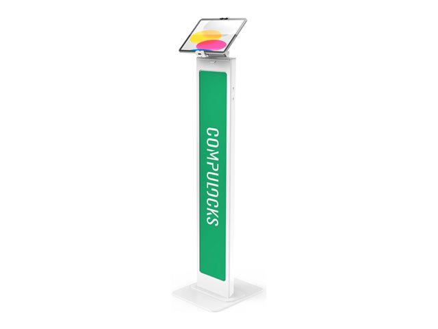 Compulocks Universal Tablet Cling Brandable Floor Stand - Stand - for tablet - lockable - steel - white - screen size: up to 13\" - mounting interface: 100 x 100 mm - floor-standing