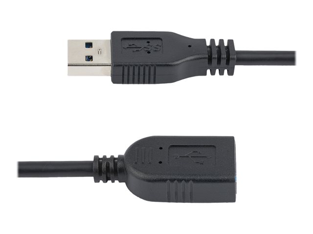 StarTech.com 6in Short USB 3.0 Extension Adapter Cable (USB-A Male to USB-A Female) - USB 3.1 Gen 1 (5Gbps) Port Saver Cable - Black (USB3EXT6INBK) - USB extension cable - USB Type A (F) to USB Type A (M) - USB 3.0 - 15.2 cm - molded - black - for P/N: 35FCREADBU3, HB30A4AIB, HB30C4AIB, HB31C4AB, SU2DUPERA11, USB3SAA3MBK