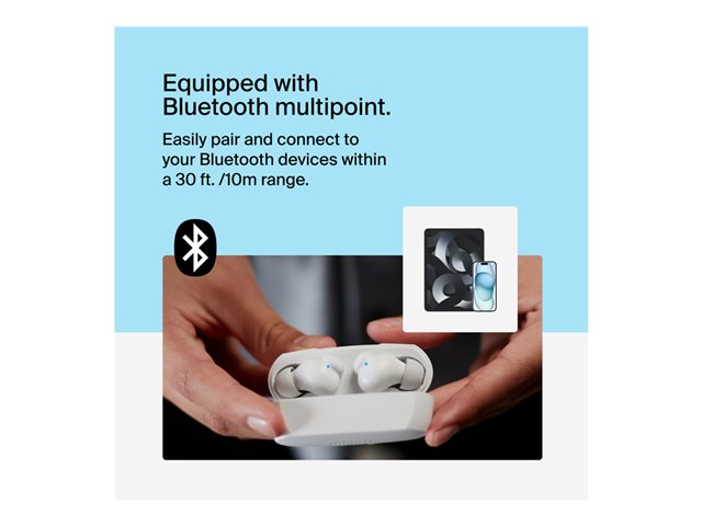 Belkin SoundForm Rhythm - True wireless earphones with mic - in-ear - Bluetooth - white