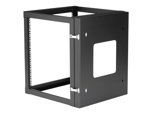 StarTech.com 12U Hinged Open Frame Wall Mount Server Rack - 4 Post 22 in. Depth Network Equipment Rack Cabinet - 140 lbs capacity (RK1219WALLOH) - Rack - wall mountable - black - 12U - 22\"