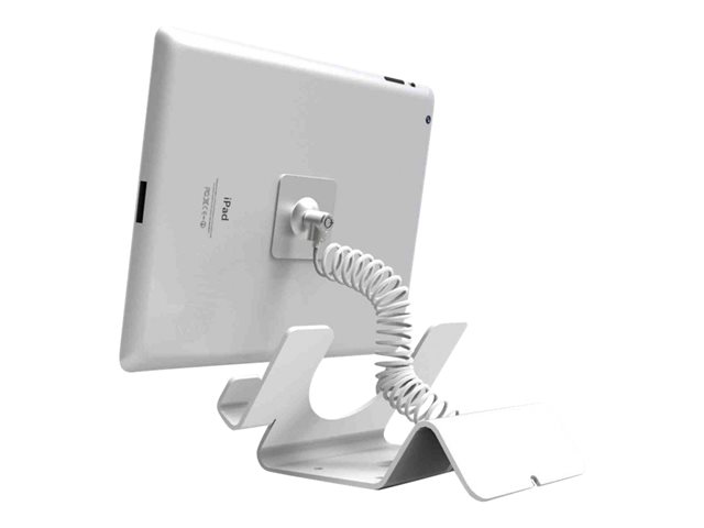 Compulocks Universal Tablet Holder with Coiled Cable Lock - Stand - for tablet - lockable - high-grade aluminium - white - desktop
