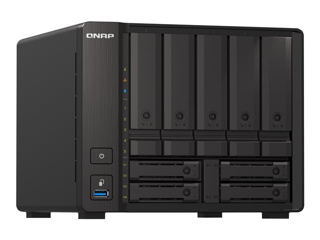 QNAP TS-H973AX-8G - NAS server - 9 bays - SATA 6Gb/s - RAID RAID 0, 1, 5, 6, 10, 50, JBOD, 60, RAID TP - RAM 8 GB - 2.5 Gigabit Ethernet / 10 Gigabit Ethernet - iSCSI support