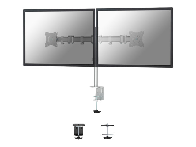 Neomounts NM-D135D - Mounting kit - full-motion - for 2 LCD displays - silver - screen size: 10\"-27\" - clamp mountable, grommet, desk-mountable