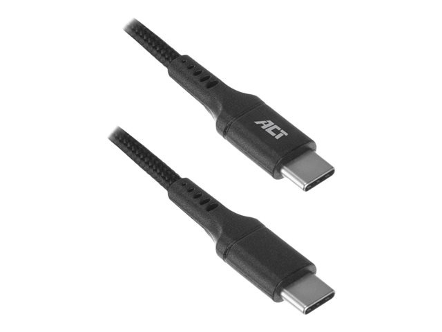 ACT - USB-kabel - 24 pin USB-C (M) naar 24 pin USB-C (M) - USB 2.0 - 20 V - 3 A - 1 m - USB Power Delivery (60W) - zwart