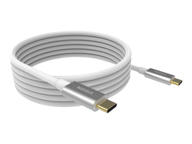 VISION Professional installation-grade USB-C cable - LIFETIME WARRANTY - USB 3.2 10 Gbps - Twisted pair construction - supports 5A charging current - USB-C 3.2 (M) to USB-C 3.2 (M) - outer diameter 5 mm - 32 + 24 AWG - 4 m - white