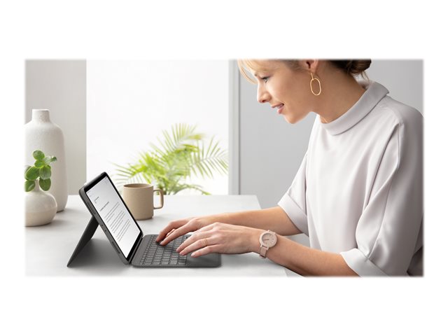 Logitech Folio Touch - Keyboard and folio case - with trackpad - backlit - Apple Smart connector - QWERTZ - Swiss - oxford grey - for Apple 10.9-inch iPad Air (4th generation, 5th generation)