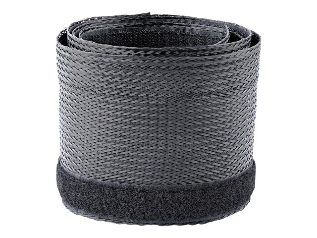 StarTech.com 10ft (3m) Cable Management Sleeve, Trimmable Heavy Duty Cable Wrap, 1.2\" (3cm) Dia Polyester Mesh Computer Cable Manager/Protector/Concealer - Black Cord Organizer/Hider, Floor Cable Cover, Wire Wraps (WKSTNCMFLX) - Cable management slee