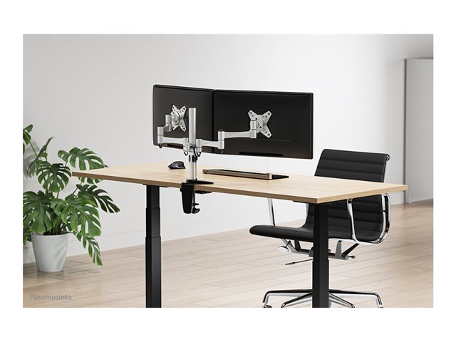 Neomounts FPMA-D1330D - Mounting kit - full-motion - for 2 LCD displays - silver - screen size: 10\"-27\" - clamp mountable, grommet, desk-mountable
