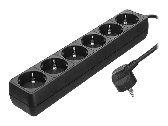 ACT - Stroomstrip - 250 V wisselstroom V - input: power CEE 7/7 - uitgangen: 6 (6 x type F) - 3 m kabel - zwart