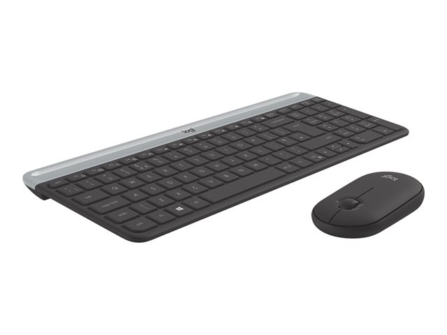 Logitech Slim Wireless Combo MK470 - Keyboard and mouse set - wireless - 2.4 GHz - QWERTZ - Swiss - graphite