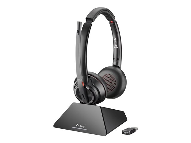 Poly Savi 8220 UC Microsoft Teams Certified DECT 1880-1900 MHz USB-A Headset EMEA - INTL English - Euro plug - Replaces Poly SKU 209214-02
