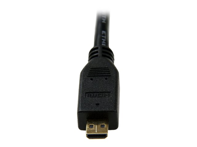 StarTech.com 3m High Speed HDMI® Cable with Ethernet - HDMI to HDMI Micro - M/M - 3 Meter HDMI (A) to HDMI Micro (D) Cable (HDADMM3M) - HDMI cable with Ethernet - HDMI male to 19 pin micro HDMI Type D male - 3 m - shielded - black