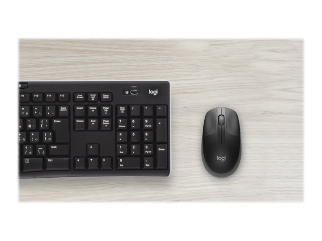 Logitech M190 - Mouse - optical - 3 buttons - wireless - USB wireless receiver - charcoal