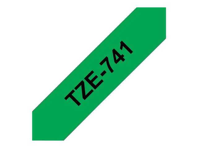 Brother TZe-741 - Self-adhesive - black on green - Roll (1.8 cm x 8 m) 1 cassette(s) laminated tape - for Brother PT-P750, P950, P-Touch PT-3600, D800, E310, P900, P950, P-Touch Cube Plus PT-P710