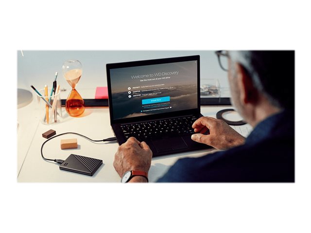 WD My Passport WDBPKJ0050BBK - Hard drive - encrypted - 5 TB - external (portable) - USB 3.2 Gen 1 - 5400 rpm - 256-bit AES - black
