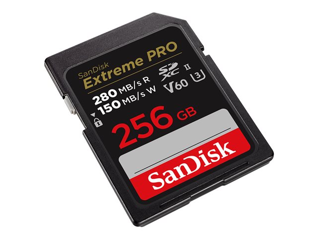 SanDisk Extreme Pro - Flash memory card - 256 GB - Video Class V60 / UHS-II U3 / Class10 - SDXC UHS-II