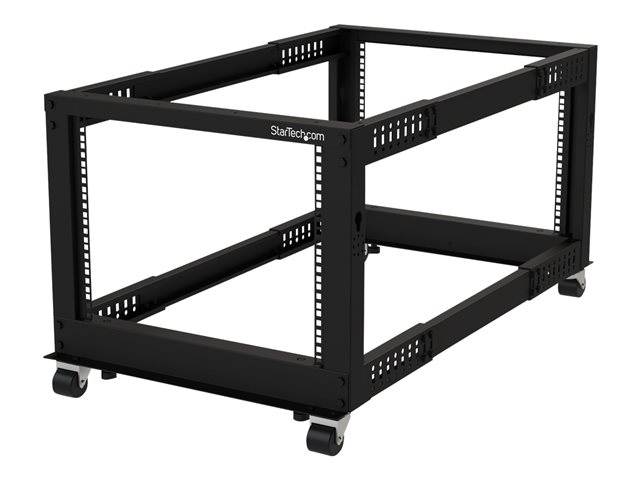 StarTech.com 8U 19\" Open Frame Server Rack, 4 Post Adjustable Depth 23-41\" Mobile, Free Standing Rolling Network/Computer Equipment Data Rack, Dell PowerEdge, HP ProLiant ThinkServer - Adjustable Server Rack (4POSTRACK8U) - Rack open frame - 4-post - floor-standing - black - 8U