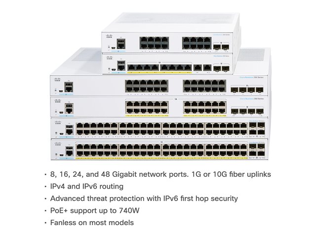 Cisco Business 350 Series 350-24T-4G - Switch - L3 - Managed - 24 x 10/100/1000 + 4 x SFP - rack-mountable
