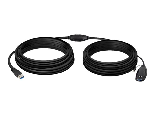 USB-verlengkabel - USB type A (M) naar USB type A (V) - USB 3.2 Gen 1 - 10 m - actief, signaalversterker - zwart