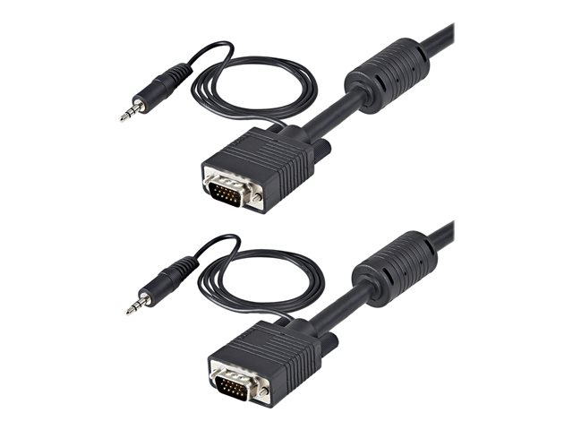 StarTech.com 5m Coax High Resolution Monitor VGA Video Cable with Audio - VGA cable - HD-15 (VGA), mini-phone stereo 3.5 mm (M) to HD-15 (VGA), mini-phone stereo 3.5 mm (M) - 5 m - molded, thumbscrews - black