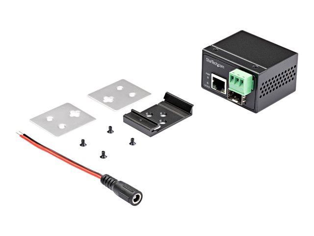 StarTech.com Industrial Fiber to Ethernet Media Converter, 100Mbps SFP to RJ45/Cat6, Singlemode/Multimode Optical Fiber to Copper Network, 12-56V DC, IP-30/ -40 to +75C, Fiber to Ethernet - SFP to RJ45 Converter (IMC100MSFP) - Fibre media converter -