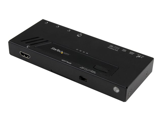 StarTech.com 4 Port HDMI Switch - 4K with Fast Switching, Auto-Sensing & Serial Control - Automatic 4x1 HDMI Video Switcher Box (VS421HD4KA) - Video/audio switch - 4 x HDMI - desktop