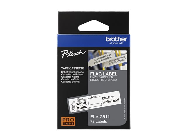 Brother FLe 2511 - Polyester - black on white - 21 x 45 mm 72 label(s) (1 roll(s) x 72) die cut labels - for Brother PT-P950NW, P-Touch PT-D800W, PT-P900W, PT-P950NW