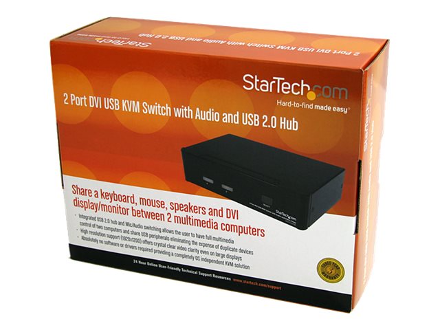 StarTech.com 2 Port DVI USB KVM Switch with Audio and USB 2.0 Hub (SV231DVIUA) - KVM / audio / USB switch - 2 x KVM / audio / USB - 1 local user - desktop - for P/N: IM12D1500P, SVA12M2NEUA, SVA12M5NA, USBDVI4N1A10, USBDVI4N1A6