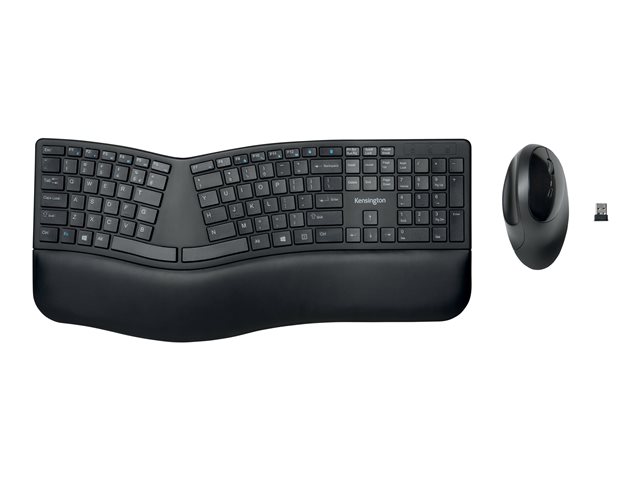 Kensington Pro Fit Ergo Wireless Keyboard and Mouse - Keyboard and mouse set - wireless - 2.4 GHz, Bluetooth 4.0, Bluetooth 4.2 - French - black
