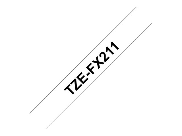 Brother TZe-FX211 - Black on white - Roll (0.6 cm x 8 m) 1 cassette(s) flexible tape - for Brother PT-D210, D600, H110, H200, P-Touch PT-E310, E550, P900, P-Touch Cube Plus PT-P710