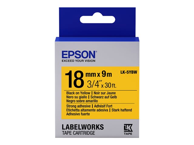 Epson LabelWorks LK-5YBW - Black on yellow - Roll (1.8 cm x 9 m) 1 roll(s) label tape - for LabelWorks LW-1000, LW-400, LW-600, LW-700, LW-900, LW-K400, LW-Z700, LW-Z900
