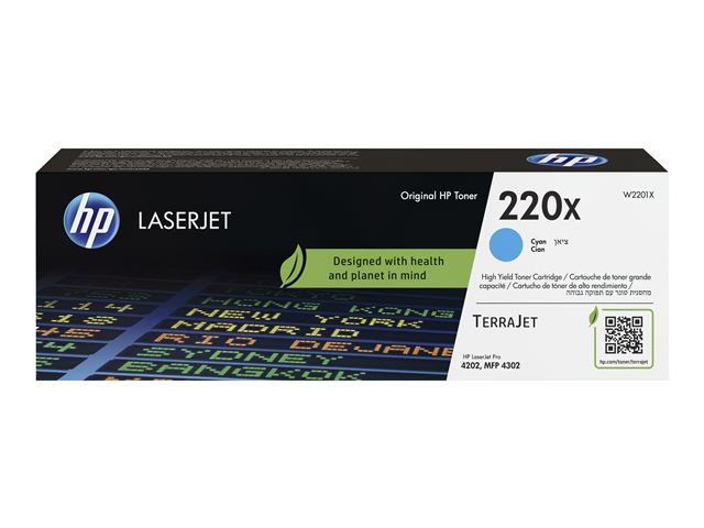 HP 220X - High Yield - cyan - original - LaserJet - box - toner cartridge (W2201X) - for Color LaserJet Pro MFP 4301, MFP 4303