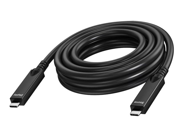 VISION Professional installation-grade USB-C cable - LIFETIME WARRANTY - Active optical cable - 2 lane supports DP 1.4 (16.2 Gbps) and USB 2.0 (480 Mbps) - 4 lane supports DP 2.1 (40 Gbps) and USB 3.2 (10 Gbps) - supports PD 60W charging current - reinforced by Kevlar - USB-C 3.2 (M) to USB-C 3.2 (M) - outer diameter 6.5 mm - 22+30 AWG - 7 m - black