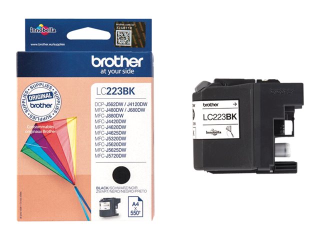 Brother LC223BK - Black - original - ink cartridge - for Brother DCP-J4120, J562, MFC-J4625, J480, J5320, J680, J880, Business Smart MFC-J4420
