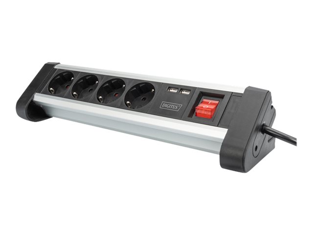 4-WAY POWER STRIP WITH 2X USB ON/OFF SWITCH USB OUT 5V2A BL-SI