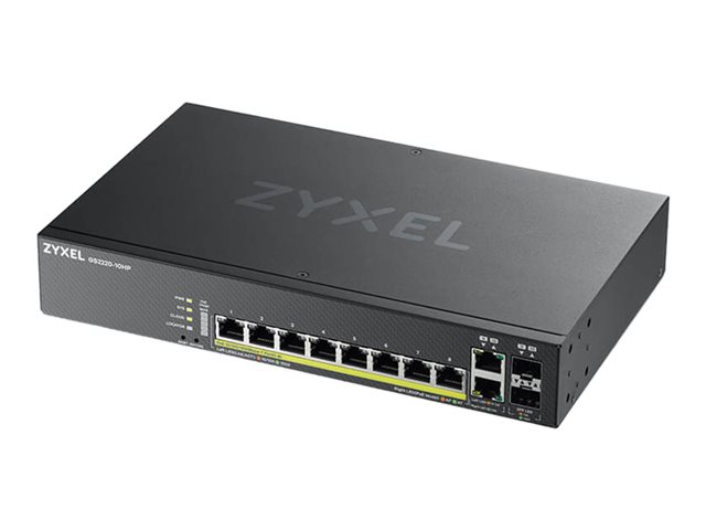 Zyxel GS2220-10HP - Switch - Managed - 8 x 10/100/1000 (PoE+) + 2 x combo Gigabit SFP - rack-mountable, wall-mountable - PoE+ (180 W)