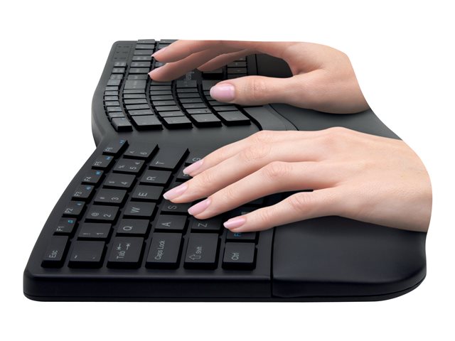 Kensington Pro Fit Ergo Wireless Keyboard - Keyboard - wireless - 2.4 GHz, Bluetooth 4.0 - US - black