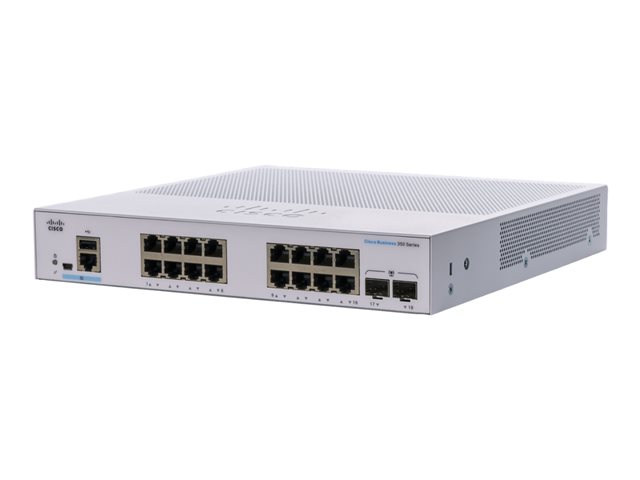 Cisco Business 350 Series CBS350-16T-E-2G - Switch - L3 - Managed - 16 x 10/100/1000 + 2 x Gigabit SFP - rack-mountable