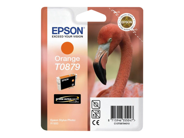 Epson T0879 - 11.4 ml - orange - original - blister with RF/acoustic alarm - ink cartridge - for Stylus Photo R1900