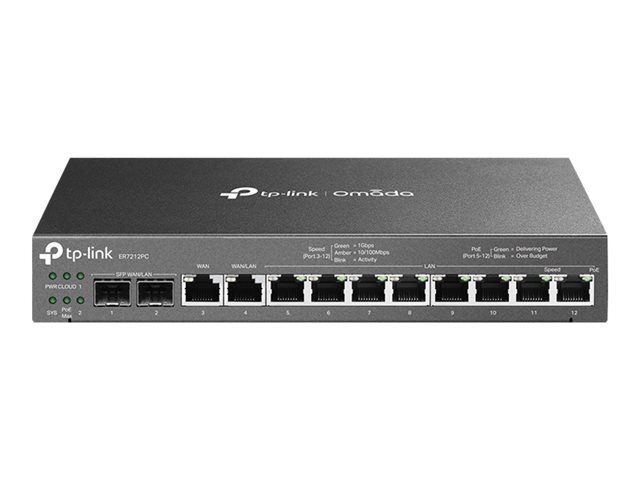 TP-Link Omada ER7212PC V1 - Router 8-port switch - 1GbE - WAN ports: 4 - wall-mountable
