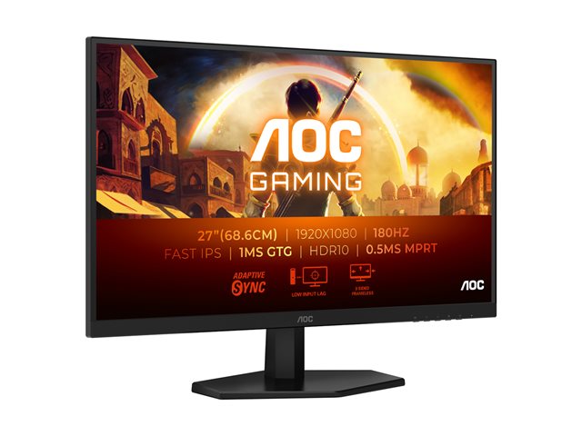 AOC Gaming 27G42E - LED monitor - gaming - 27\" - 1920 x 1080 Full HD (1080p) @ 180 Hz - Fast IPS - 1000:1 - HDR10 - 0.5 ms - HDMI, DisplayPort - black, red