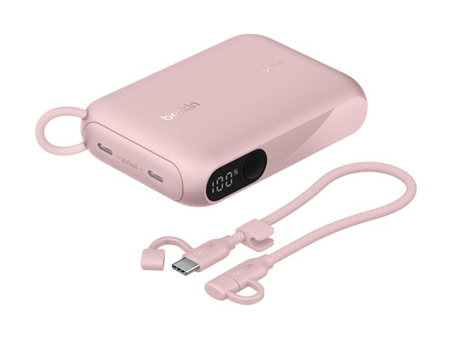 10k PD20W Power Bank with Display, Pink