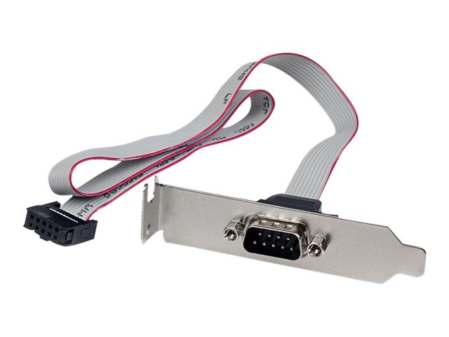 StarTech.com 1 Port 16in DB9 Serial Port BRacket to 10 Pin Header - Low Profile - low profile DB9 Header - DB9 bRacket (PLATE9M16LP) - Serial panel - DB-9 (M) to 10 PIN IDC (F) - 40.6 cm - grey